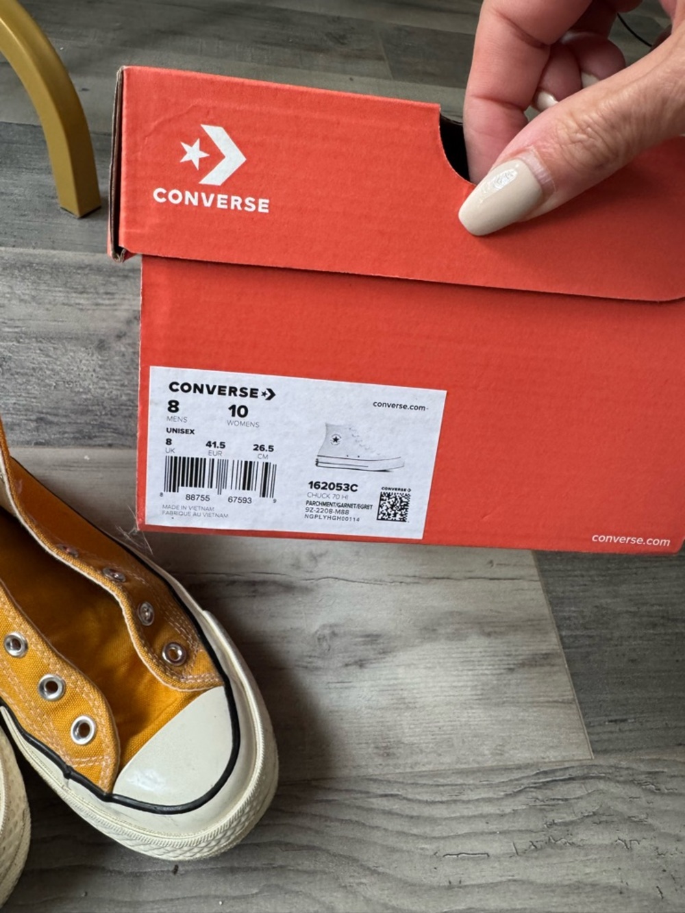 Converse Mustard Yellow High-Top Canvas Sneakers with White Toe - Picture 4 of 5